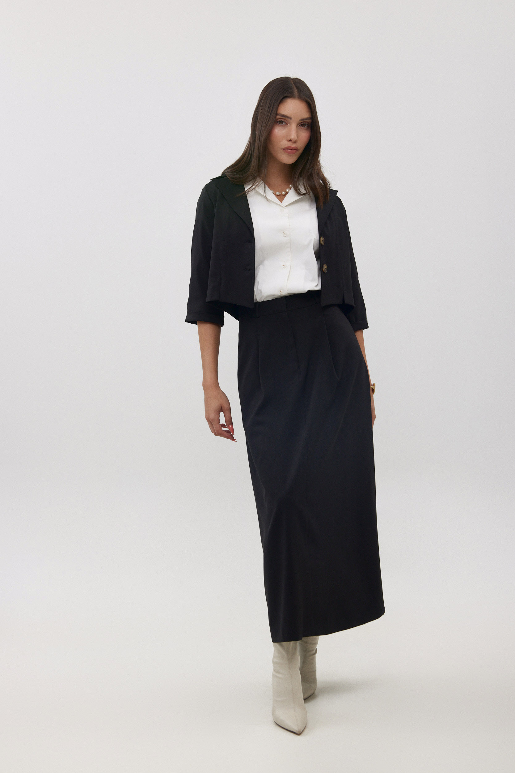 חצאית פשתן שחור – תמונה 3