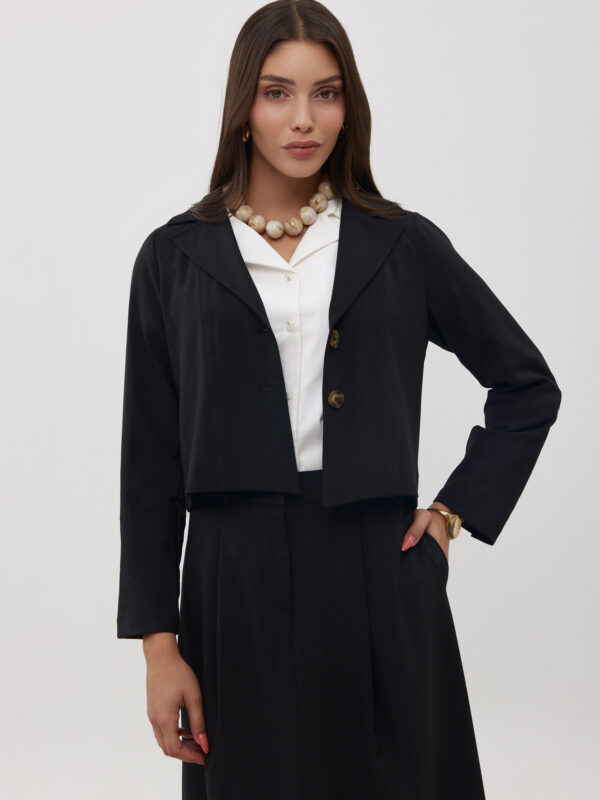 ג'קט פשתן שחור ארוך