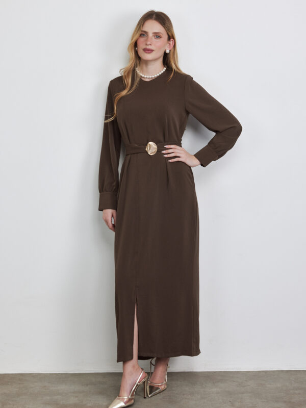 שמלה מקסי חום צדף