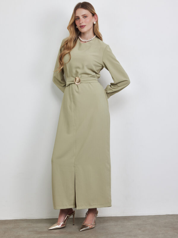 שמלה מקסי ירוק צדף