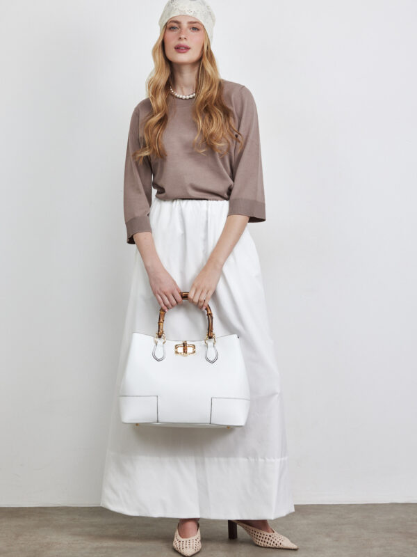 חצאית מקסי עם גומי לבנה