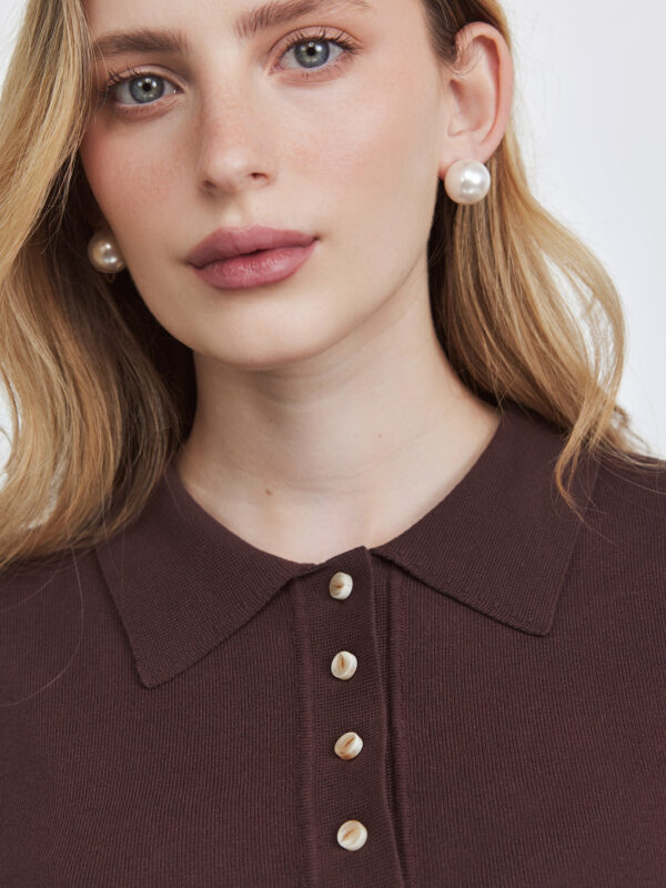 חולצה פולו סריג חום