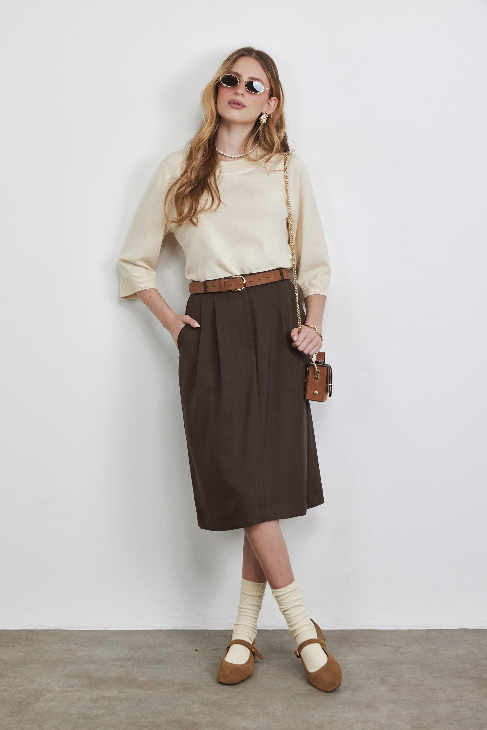 חולצה סריג דק שמנת – תמונה 6