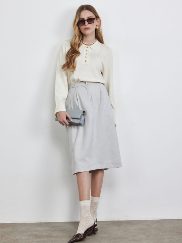 ברמודה טקסטורה פשתן אפור בהיר