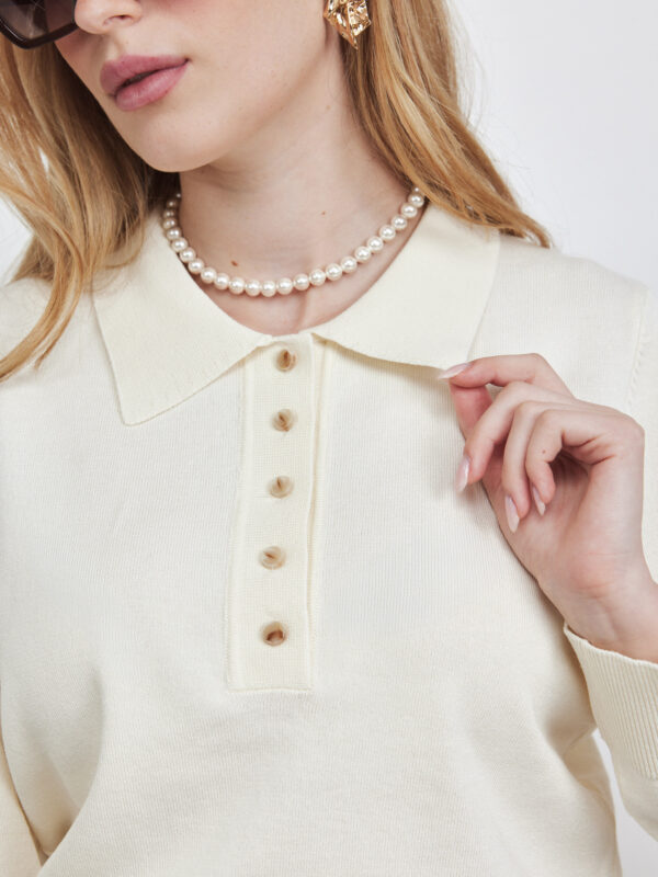 חולצה פולו סריג שמנת