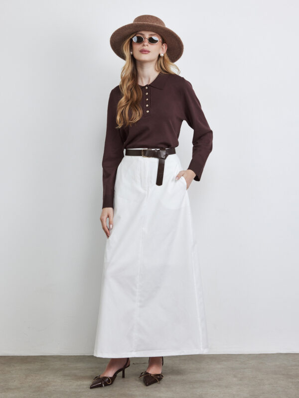 חצאית חתך קידמי לבנה