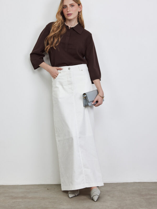 חצאית דריל מקסי לבנה ללא שסע