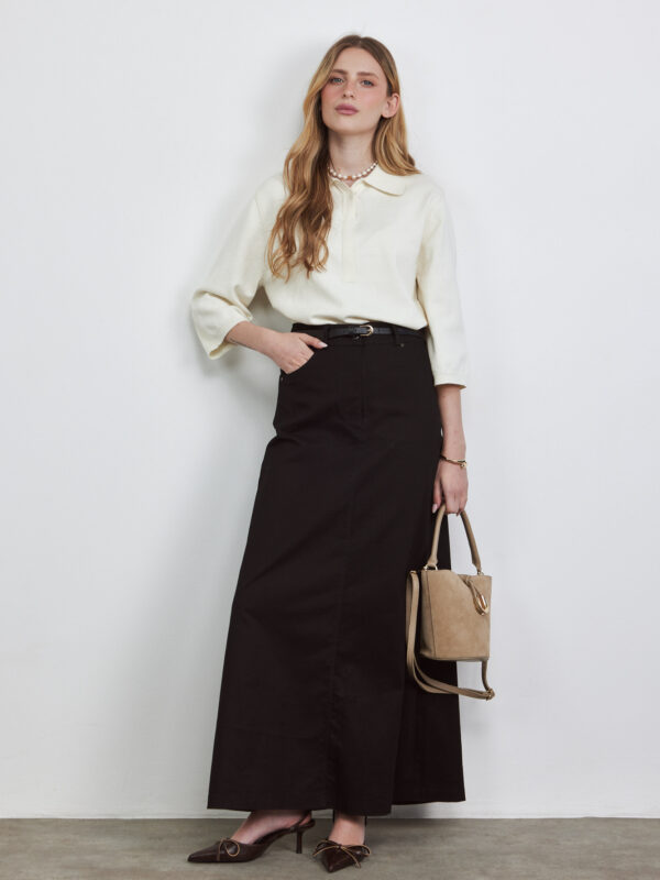 חצאית דריל מקסי שחור ללא שסע