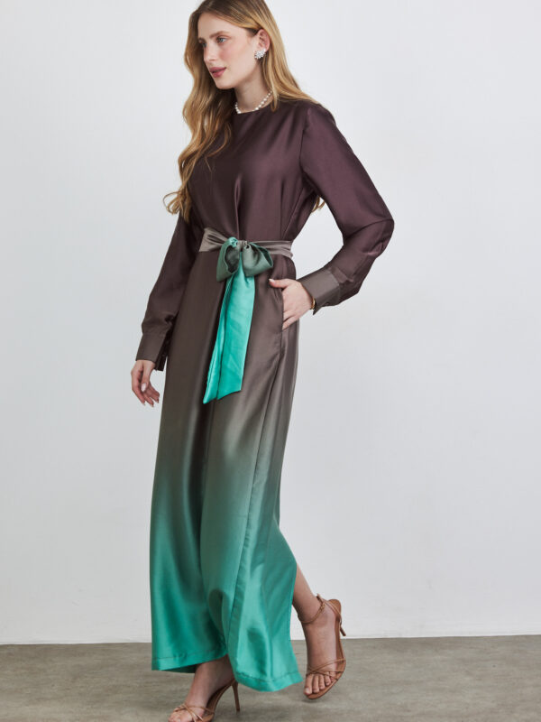 שמלה בורדורה חום-טורקיז